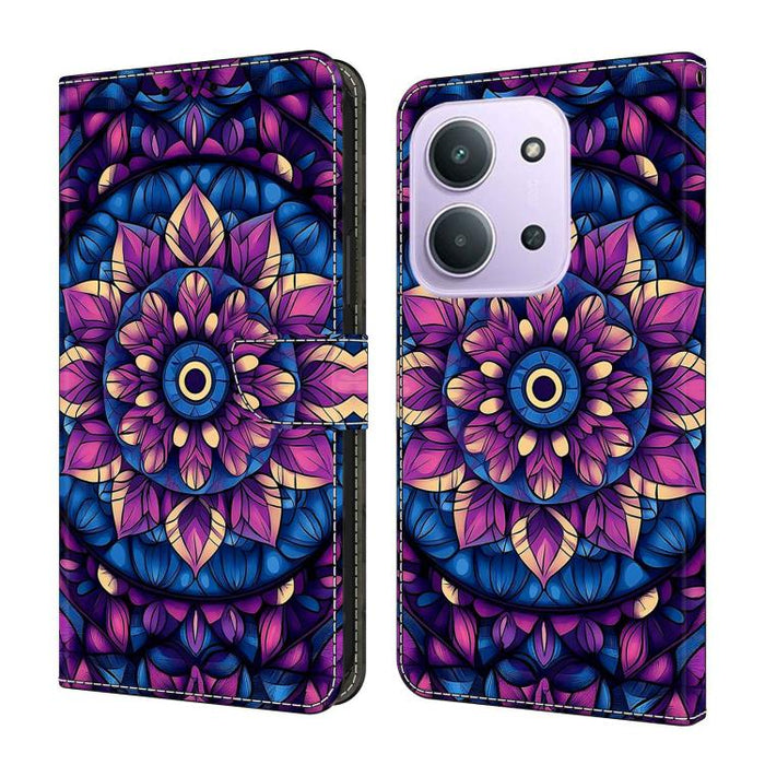 Funda para teléfono de cuero vegano pintado con efecto cristal, For Redmi 15C 5G/4G Global 171mm, For Redmi Note 14 4G 164.84mm, For Redmi Note 14 Pro 4G/5G