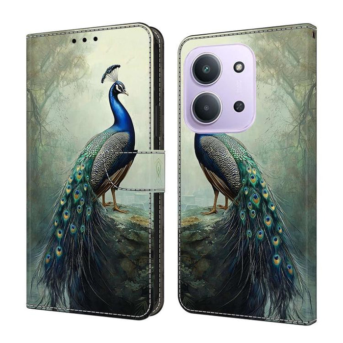 Funda para teléfono de cuero vegano pintado con efecto cristal, For Redmi 15C 5G/4G Global 171mm, For Redmi Note 14 4G 164.84mm, For Redmi Note 14 Pro 4G/5G