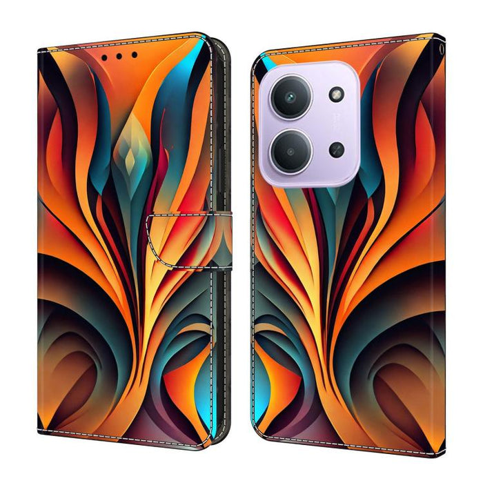 Funda para teléfono de cuero vegano pintado con efecto cristal, For Redmi 15C 5G/4G Global 171mm, For Redmi Note 14 4G 164.84mm, For Redmi Note 14 Pro 4G/5G