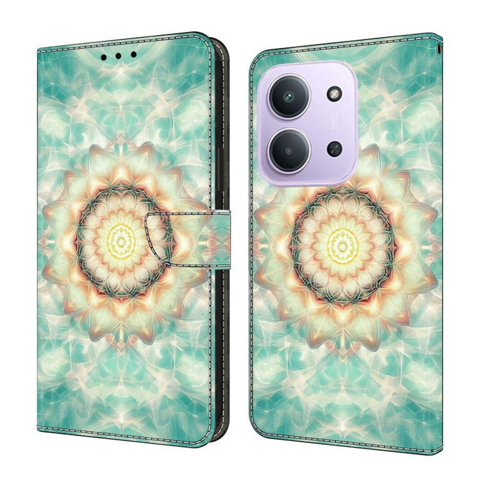 Funda para teléfono de cuero vegano pintado con efecto cristal, For Redmi 15C 5G/4G Global 171mm, For Redmi Note 14 4G 164.84mm, For Redmi Note 14 Pro 4G/5G