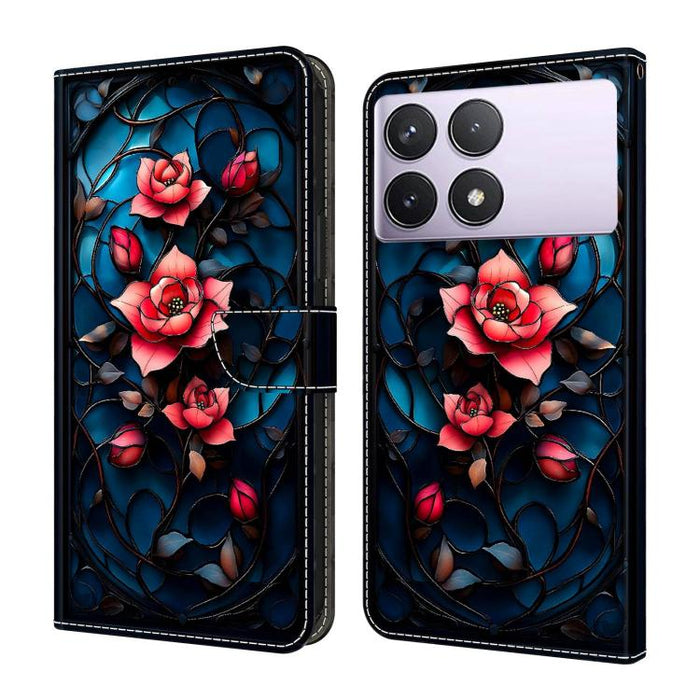 Funda para teléfono de cuero vegano pintado con efecto cristal, For Redmi Note 13 Pro 4G, For Redmi Note 13 4G, For Redmi K70E