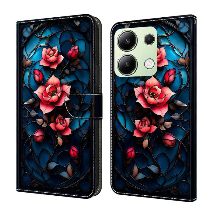 Funda para teléfono de cuero vegano pintado con efecto cristal, For Redmi Note 13 Pro 4G, For Redmi Note 13 4G, For Redmi K70E