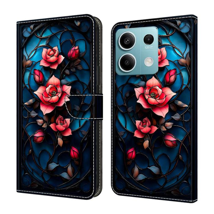 Funda para teléfono de cuero vegano pintado con efecto cristal, For Redmi Note 13, For Redmi Note 13 Pro+, For Redmi Note 13 Pro