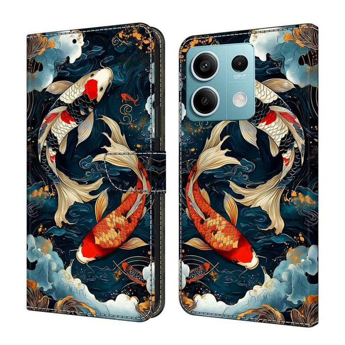 Funda para teléfono de cuero vegano pintado con efecto cristal, For Redmi Note 13, For Redmi Note 13 Pro+, For Redmi Note 13 Pro