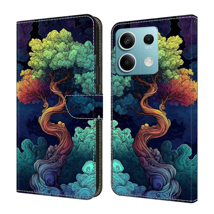 Funda para teléfono de cuero vegano pintado con efecto cristal, For Redmi Note 13, For Redmi Note 13 Pro+, For Redmi Note 13 Pro