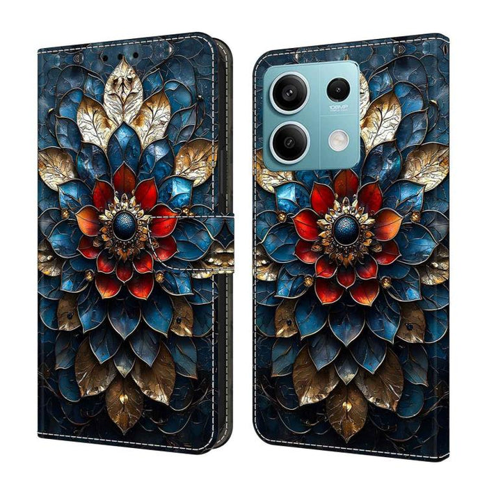 Funda para teléfono de cuero vegano pintado con efecto cristal, For Redmi Note 13, For Redmi Note 13 Pro+, For Redmi Note 13 Pro
