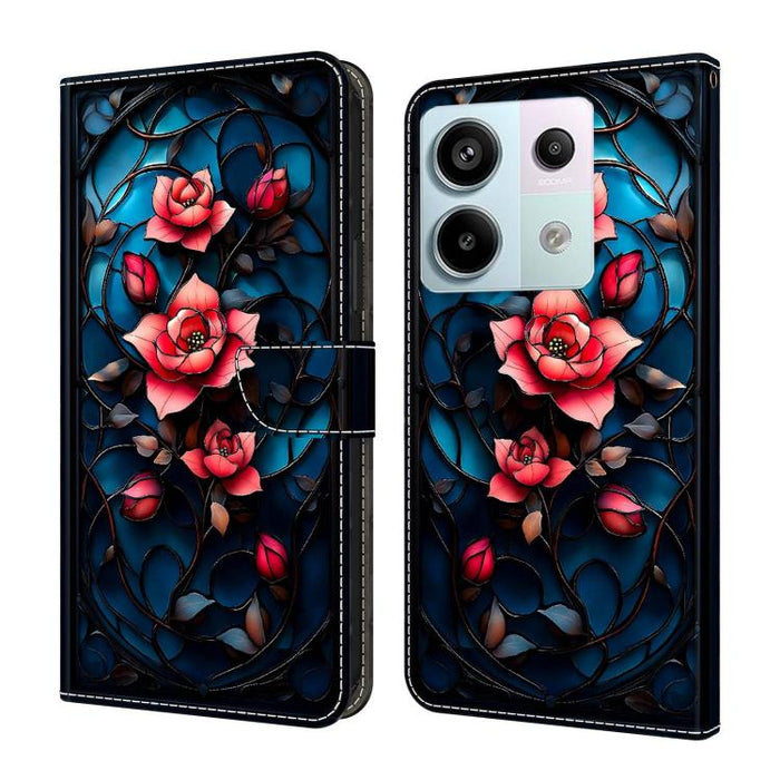 Funda para teléfono de cuero vegano pintado con efecto cristal, For Redmi Note 13 Pro 4G, For Redmi Note 13 4G, For Redmi K70E