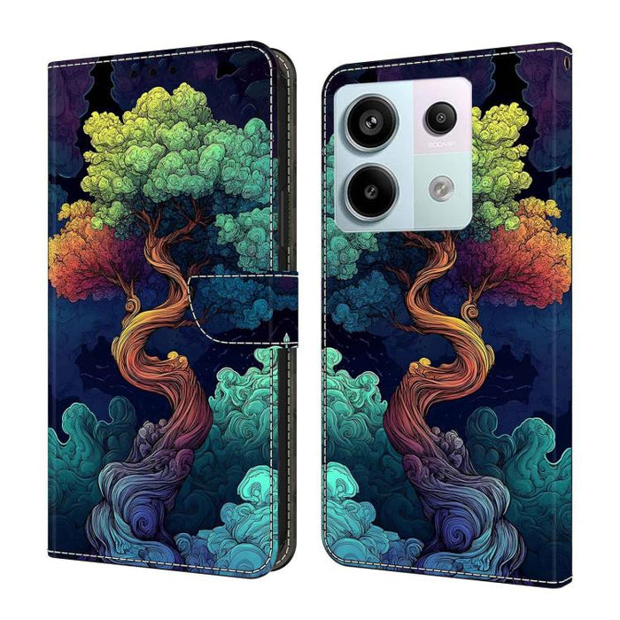 Funda para teléfono de cuero vegano pintado con efecto cristal, For Redmi Note 13 Pro 4G, For Redmi Note 13 4G, For Redmi K70E