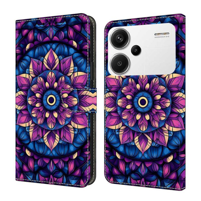 Funda para teléfono de cuero vegano pintado con efecto cristal, For Redmi Note 13, For Redmi Note 13 Pro+, For Redmi Note 13 Pro