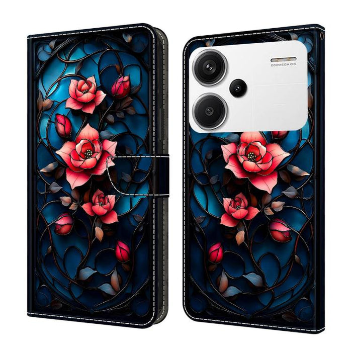 Funda para teléfono de cuero vegano pintado con efecto cristal, For Redmi Note 13, For Redmi Note 13 Pro+, For Redmi Note 13 Pro