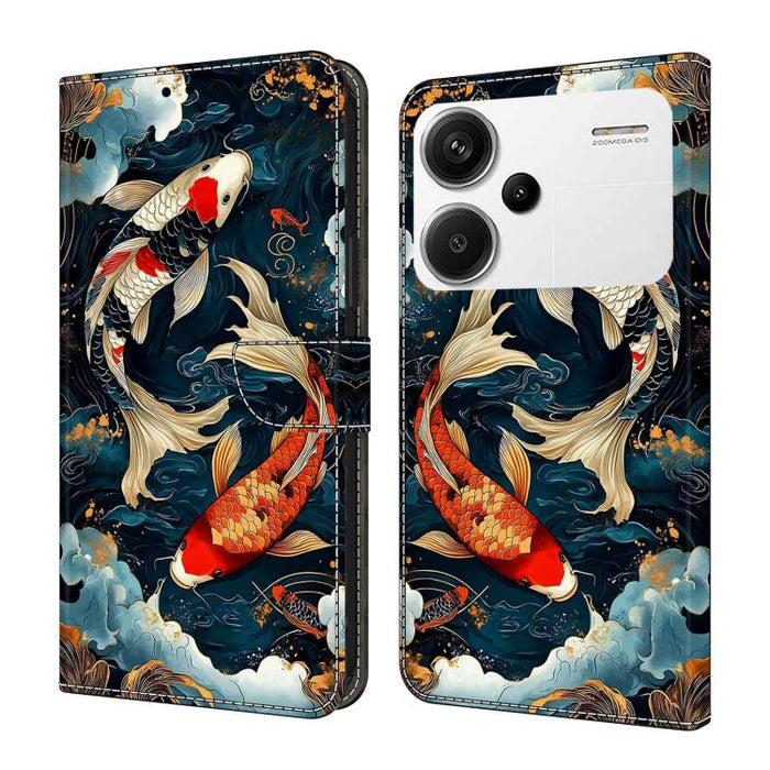 Funda para teléfono de cuero vegano pintado con efecto cristal, For Redmi Note 13, For Redmi Note 13 Pro+, For Redmi Note 13 Pro