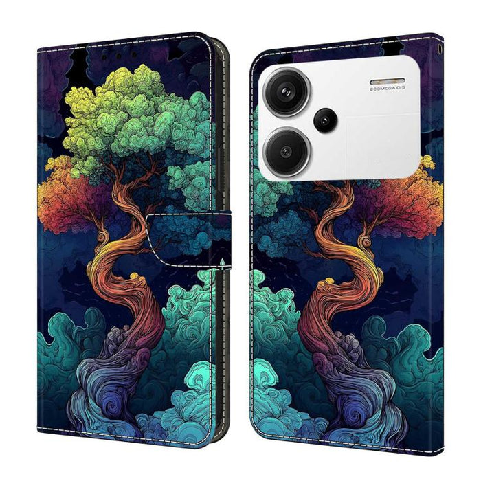 Funda para teléfono de cuero vegano pintado con efecto cristal, For Redmi Note 13, For Redmi Note 13 Pro+, For Redmi Note 13 Pro