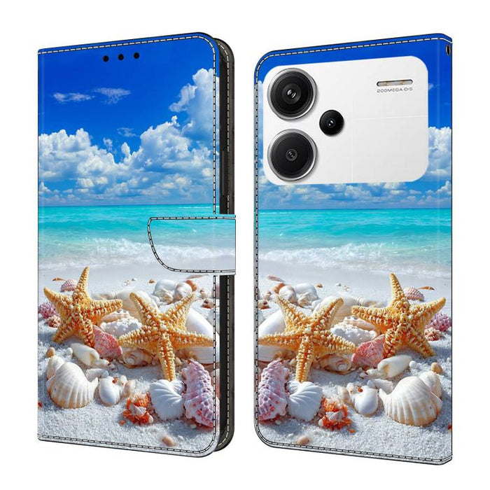 Funda para teléfono de cuero vegano pintado con efecto cristal, For Redmi Note 13, For Redmi Note 13 Pro+, For Redmi Note 13 Pro