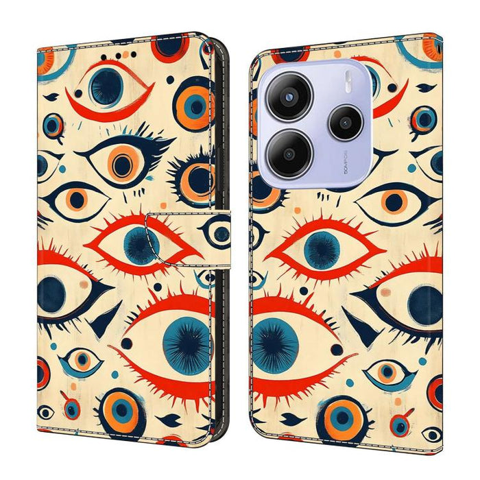 Funda para teléfono de cuero vegano pintado con efecto cristal, For Redmi 15C 5G/4G Global 171mm, For Redmi Note 14 4G 164.84mm, For Redmi Note 14 Pro 4G/5G