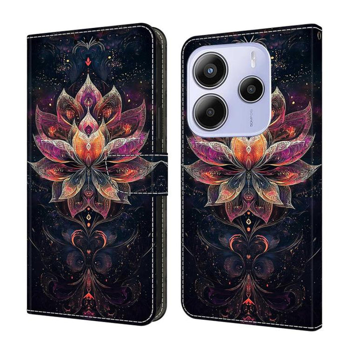 Funda para teléfono de cuero vegano pintado con efecto cristal, For Redmi 15C 5G/4G Global 171mm, For Redmi Note 14 4G 164.84mm, For Redmi Note 14 Pro 4G/5G