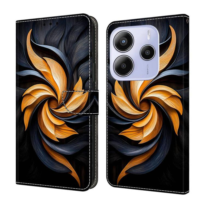 Funda para teléfono de cuero vegano pintado con efecto cristal, For Redmi Note 14 4G 163.25mm, For Redmi Note 14 5G, For Redmi Note 14 Pro+ 5G