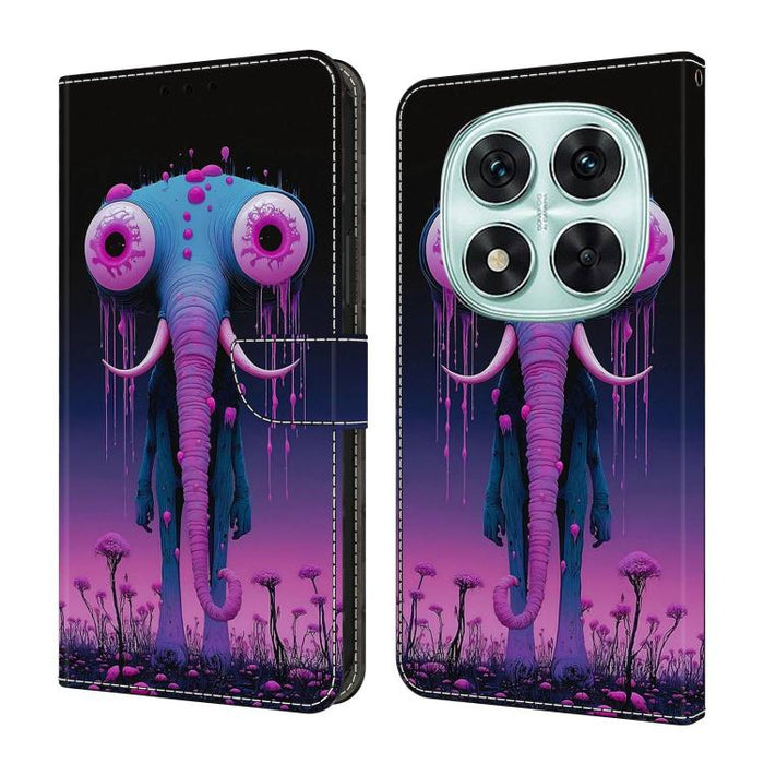 Funda para teléfono de cuero vegano pintado con efecto cristal, For Redmi 15C 5G/4G Global 171mm, For Redmi Note 14 4G 164.84mm, For Redmi Note 14 Pro 4G/5G