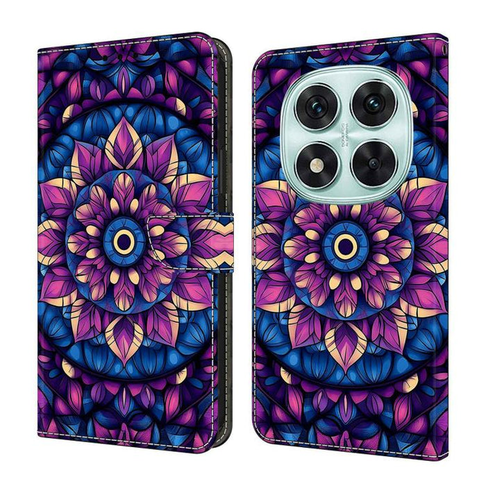 Funda para teléfono de cuero vegano pintado con efecto cristal, For Redmi 15C 5G/4G Global 171mm, For Redmi Note 14 4G 164.84mm, For Redmi Note 14 Pro 4G/5G