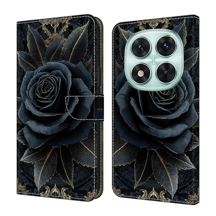 Funda para teléfono de cuero vegano pintado con efecto cristal, For Redmi Note 14 4G 163.25mm, For Redmi Note 14 5G, For Redmi Note 14 Pro+ 5G