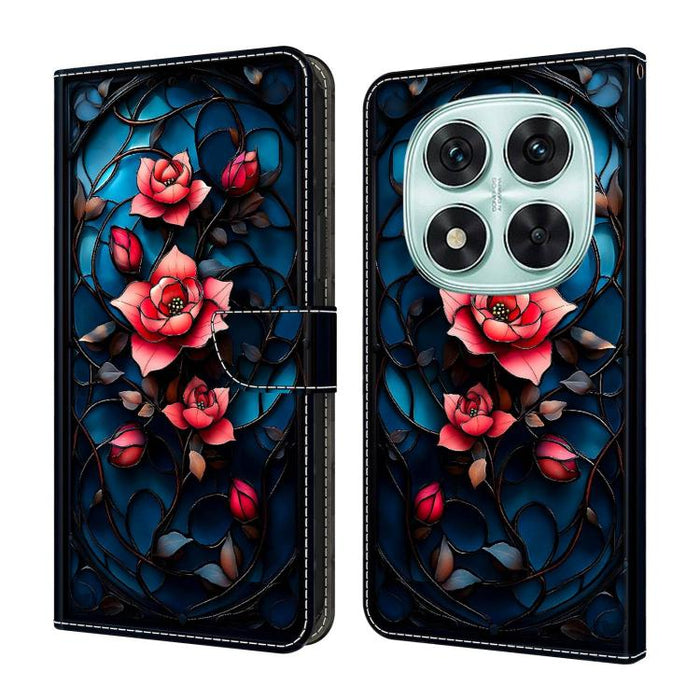 Funda para teléfono de cuero vegano pintado con efecto cristal, For Redmi Note 14 4G 163.25mm, For Redmi Note 14 5G, For Redmi Note 14 Pro+ 5G