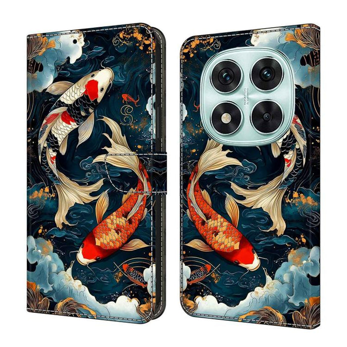 Funda para teléfono de cuero vegano pintado con efecto cristal, For Redmi 15C 5G/4G Global 171mm, For Redmi Note 14 4G 164.84mm, For Redmi Note 14 Pro 4G/5G