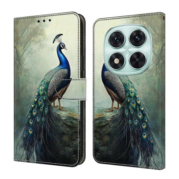 Funda para teléfono de cuero vegano pintado con efecto cristal, For Redmi Note 14 4G 163.25mm, For Redmi Note 14 5G, For Redmi Note 14 Pro+ 5G