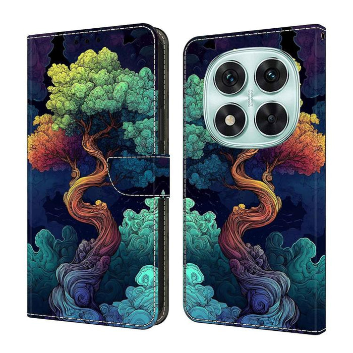 Funda para teléfono de cuero vegano pintado con efecto cristal, For Redmi 15C 5G/4G Global 171mm, For Redmi Note 14 4G 164.84mm, For Redmi Note 14 Pro 4G/5G