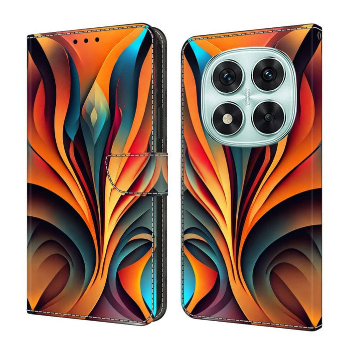 Funda para teléfono de cuero vegano pintado con efecto cristal, For Redmi Note 14 4G 163.25mm, For Redmi Note 14 5G, For Redmi Note 14 Pro+ 5G