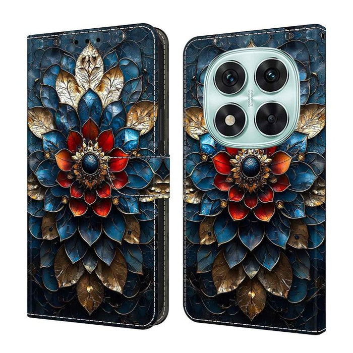 Funda para teléfono de cuero vegano pintado con efecto cristal, For Redmi 15C 5G/4G Global 171mm, For Redmi Note 14 4G 164.84mm, For Redmi Note 14 Pro 4G/5G
