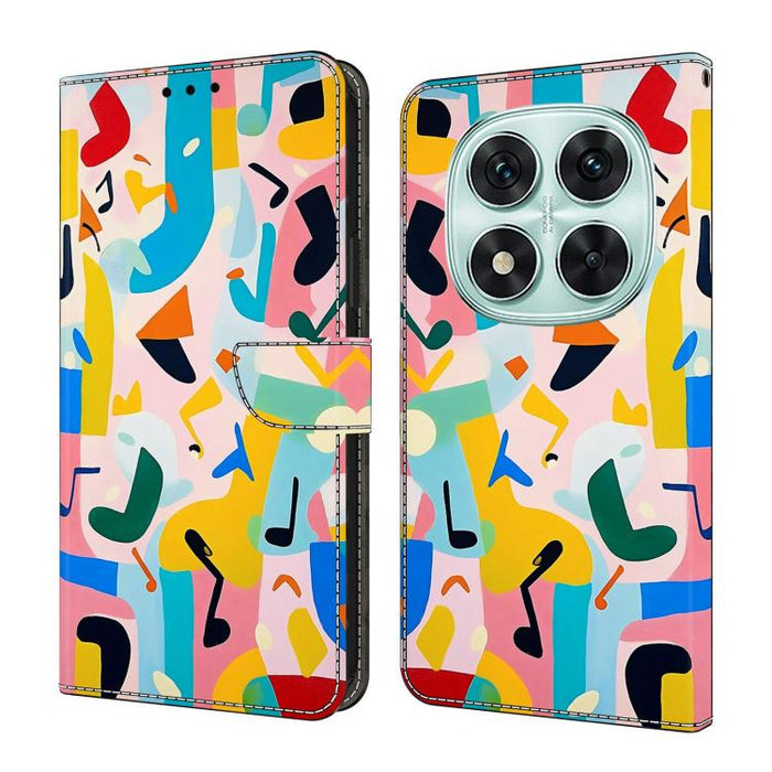 Funda para teléfono de cuero vegano pintado con efecto cristal, For Redmi 15C 5G/4G Global 171mm, For Redmi Note 14 4G 164.84mm, For Redmi Note 14 Pro 4G/5G
