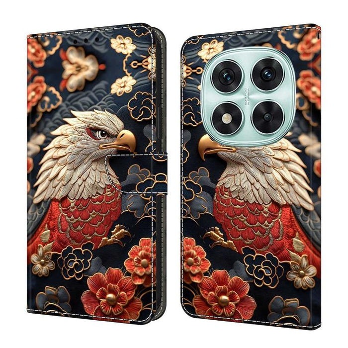 Funda para teléfono de cuero vegano pintado con efecto cristal, For Redmi Note 14 4G 163.25mm, For Redmi Note 14 5G, For Redmi Note 14 Pro+ 5G