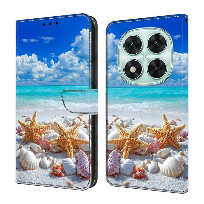 Funda para teléfono de cuero vegano pintado con efecto cristal, For Redmi Note 14 4G 163.25mm, For Redmi Note 14 5G, For Redmi Note 14 Pro+ 5G