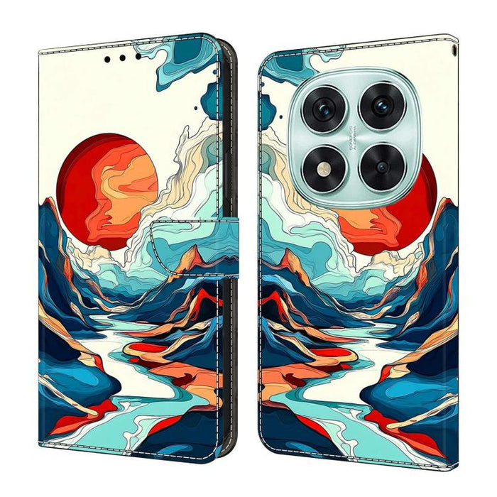 Funda para teléfono de cuero vegano pintado con efecto cristal, For Redmi Note 14 4G 163.25mm, For Redmi Note 14 5G, For Redmi Note 14 Pro+ 5G
