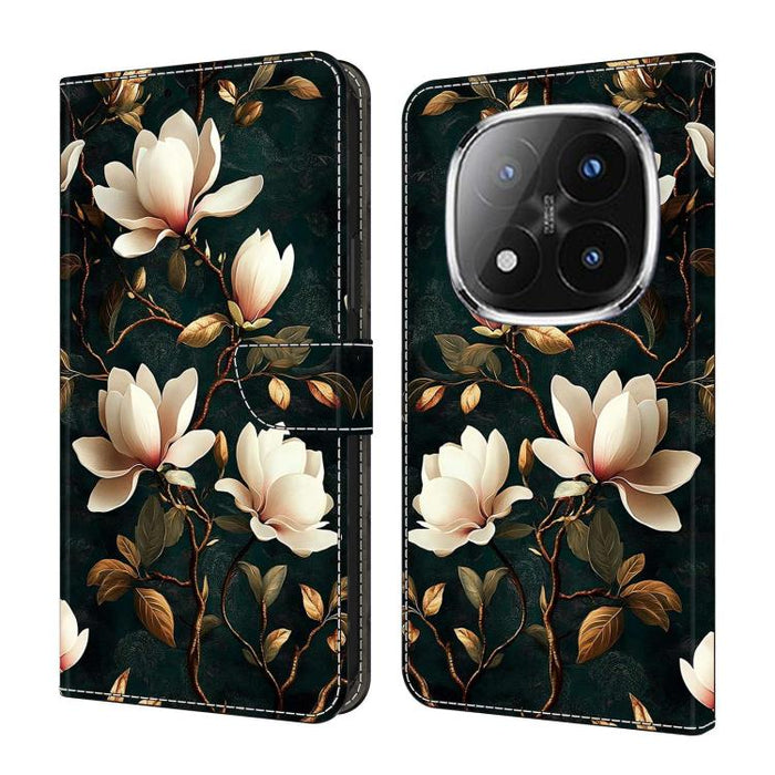 Funda para teléfono de cuero vegano pintado con efecto cristal, For Redmi Note 14 4G 163.25mm, For Redmi Note 14 5G, For Redmi Note 14 Pro+ 5G