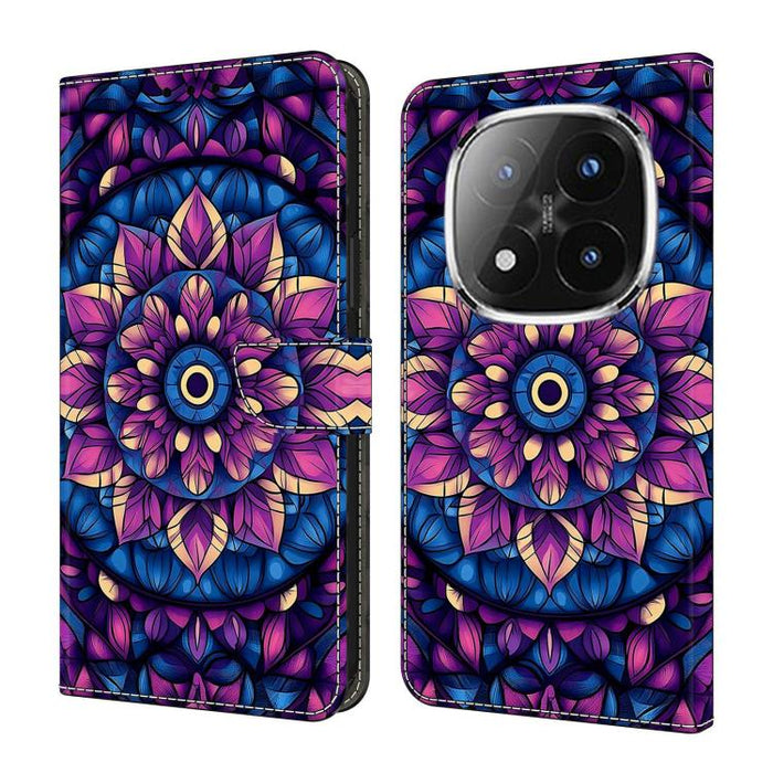 Funda para teléfono de cuero vegano pintado con efecto cristal, For Redmi Note 14 4G 163.25mm, For Redmi Note 14 5G, For Redmi Note 14 Pro+ 5G