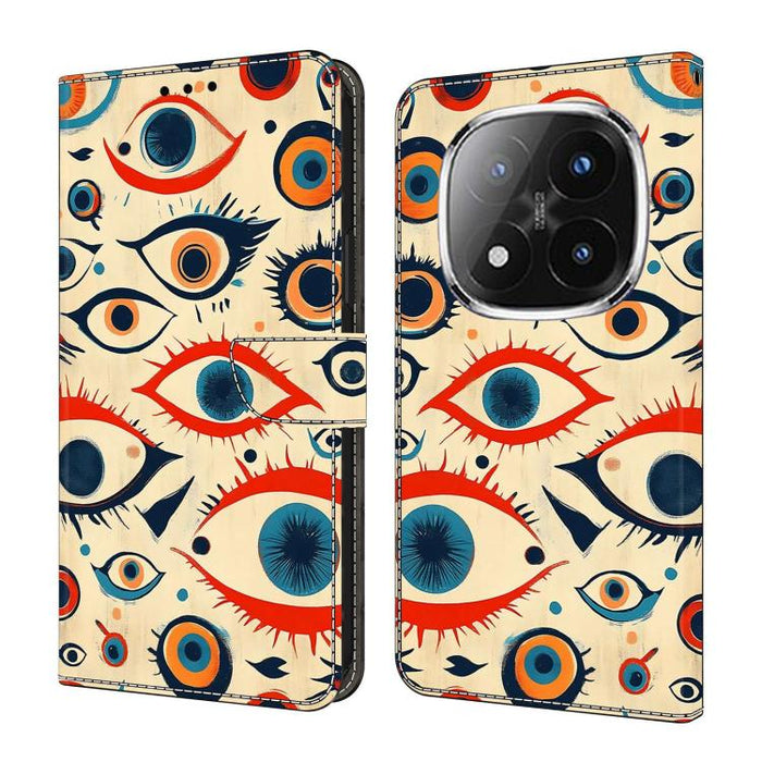Funda para teléfono de cuero vegano pintado con efecto cristal, For Redmi Note 14 4G 163.25mm, For Redmi Note 14 5G, For Redmi Note 14 Pro+ 5G