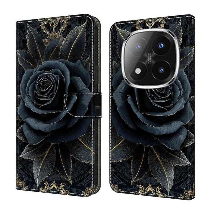 Funda para teléfono de cuero vegano pintado con efecto cristal, For Redmi Note 14 4G 163.25mm, For Redmi Note 14 5G, For Redmi Note 14 Pro+ 5G