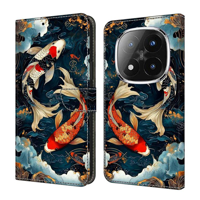 Funda para teléfono de cuero vegano pintado con efecto cristal, For Redmi Note 14 4G 163.25mm, For Redmi Note 14 5G, For Redmi Note 14 Pro+ 5G