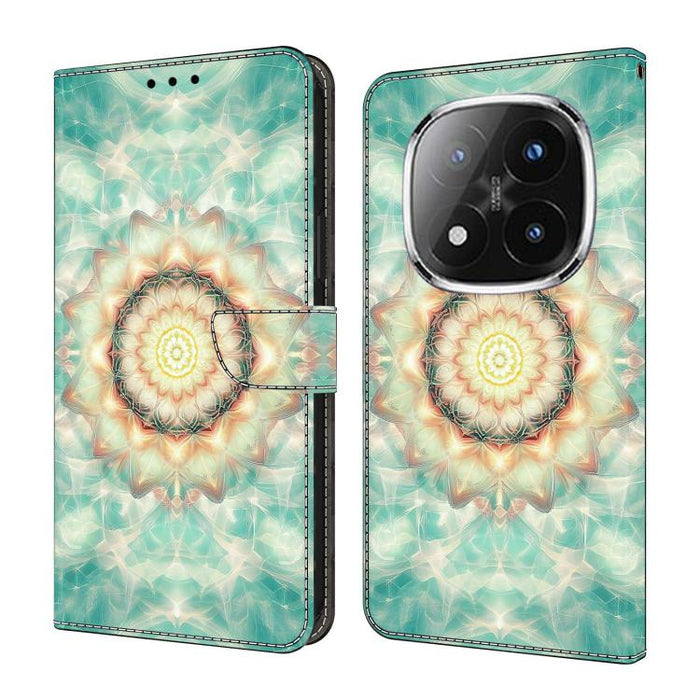 Funda para teléfono de cuero vegano pintado con efecto cristal, For Redmi Note 14 4G 163.25mm, For Redmi Note 14 5G, For Redmi Note 14 Pro+ 5G