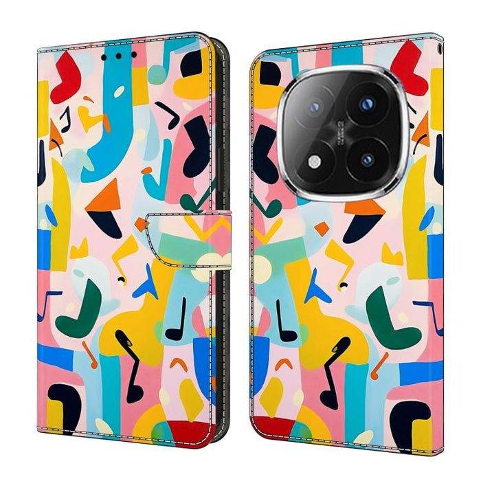 Funda para teléfono de cuero vegano pintado con efecto cristal, For Redmi Note 14 4G 163.25mm, For Redmi Note 14 5G, For Redmi Note 14 Pro+ 5G