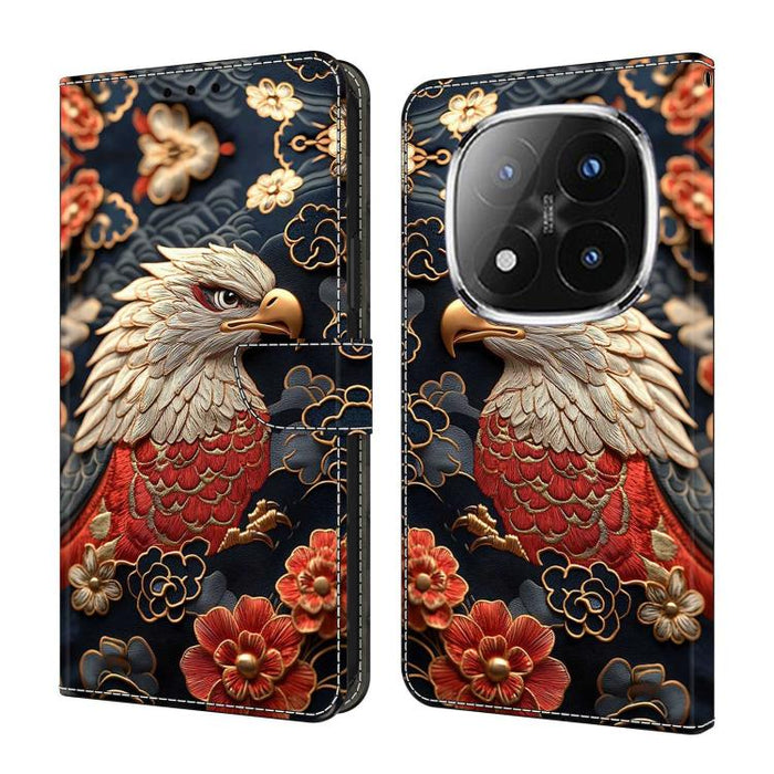 Funda para teléfono de cuero vegano pintado con efecto cristal, For Redmi Note 14 4G 163.25mm, For Redmi Note 14 5G, For Redmi Note 14 Pro+ 5G