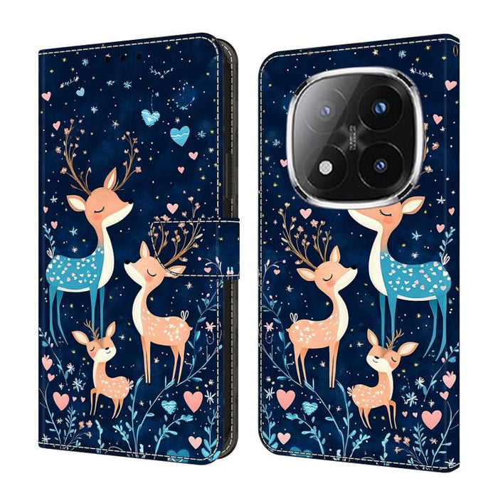 Funda para teléfono de cuero vegano pintado con efecto cristal, For Redmi Note 14 4G 163.25mm, For Redmi Note 14 5G, For Redmi Note 14 Pro+ 5G