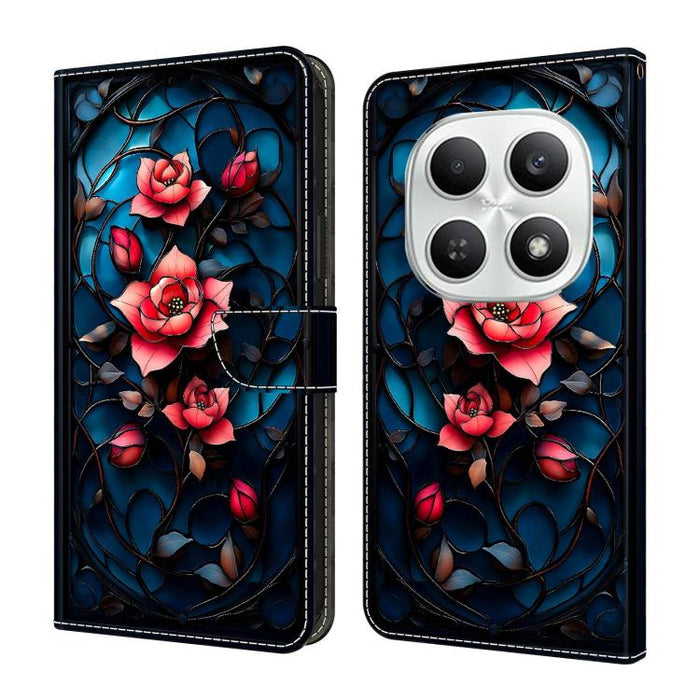 Funda para teléfono de cuero vegano pintado con efecto cristal, For Redmi Note 15 5G/4G Global 164mm, For Redmi Note 15 Pro 5G Global 163.6mm, For Redmi 15C 5G / 4G EU 173mm