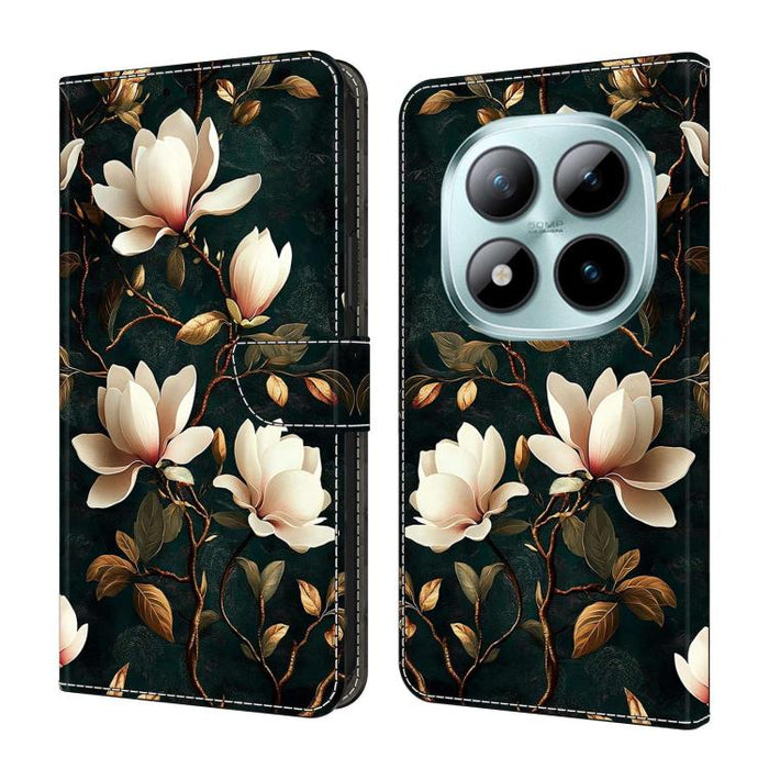 Funda para teléfono de cuero vegano pintado con efecto cristal, For Redmi 15C 5G/4G Global 171mm, For Redmi Note 14 4G 164.84mm, For Redmi Note 14 Pro 4G/5G