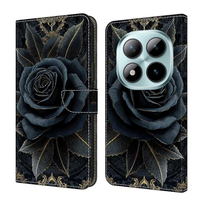 Funda para teléfono de cuero vegano pintado con efecto cristal, For Redmi 15C 5G/4G Global 171mm, For Redmi Note 14 4G 164.84mm, For Redmi Note 14 Pro 4G/5G