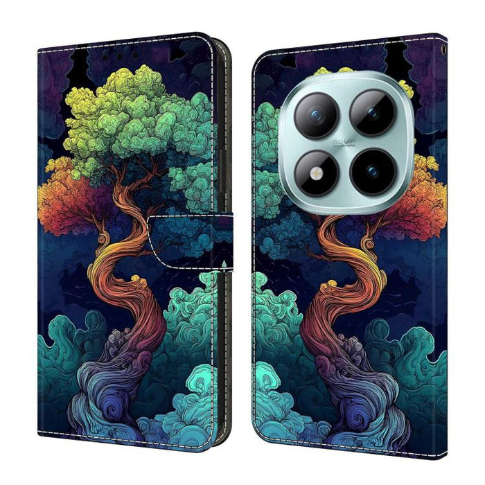 Funda para teléfono de cuero vegano pintado con efecto cristal, For Redmi 15C 5G/4G Global 171mm, For Redmi Note 14 4G 164.84mm, For Redmi Note 14 Pro 4G/5G
