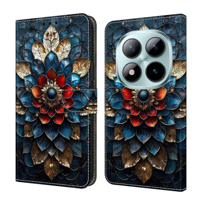 Funda para teléfono de cuero vegano pintado con efecto cristal, For Redmi 15C 5G/4G Global 171mm, For Redmi Note 14 4G 164.84mm, For Redmi Note 14 Pro 4G/5G