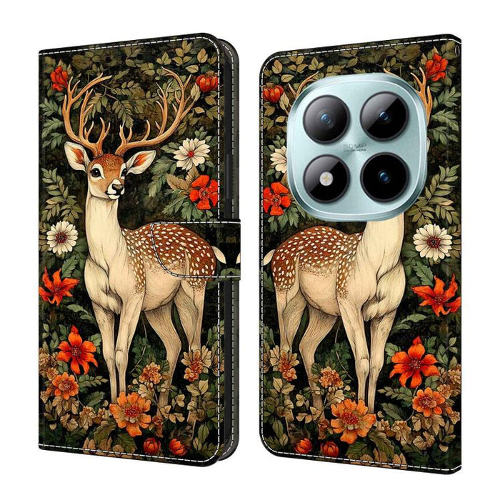 Funda para teléfono de cuero vegano pintado con efecto cristal, For Redmi 15C 5G/4G Global 171mm, For Redmi Note 14 4G 164.84mm, For Redmi Note 14 Pro 4G/5G