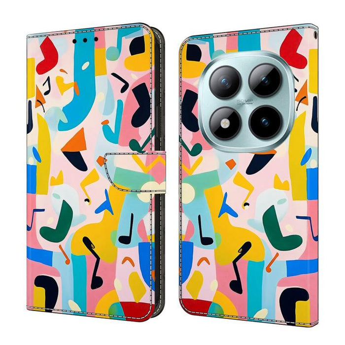 Funda para teléfono de cuero vegano pintado con efecto cristal, For Redmi 15C 5G/4G Global 171mm, For Redmi Note 14 4G 164.84mm, For Redmi Note 14 Pro 4G/5G