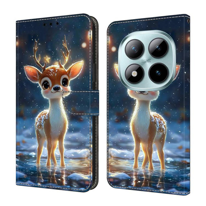 Funda para teléfono de cuero vegano pintado con efecto cristal, For Redmi 15C 5G/4G Global 171mm, For Redmi Note 14 4G 164.84mm, For Redmi Note 14 Pro 4G/5G